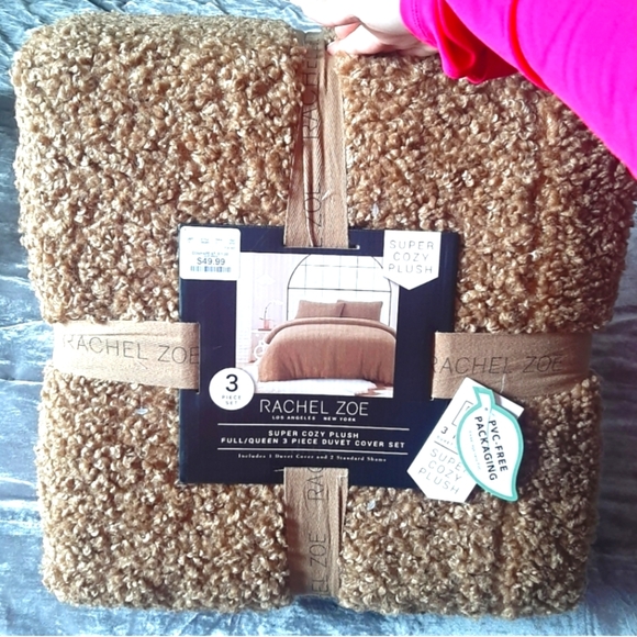 NWT- Last One - Rachel Zoe Plush Queen Size Duvet Cover Set - Picture 2 of 6